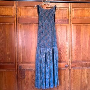 Free people moss/gold lace maxi formal